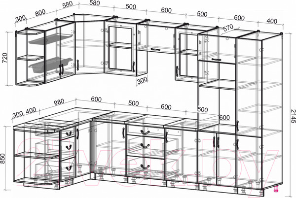 Изображение товара Кухонный гарнитур Интерлиния Мила Крафт 1.68x3.2 левая (дуб полярный)