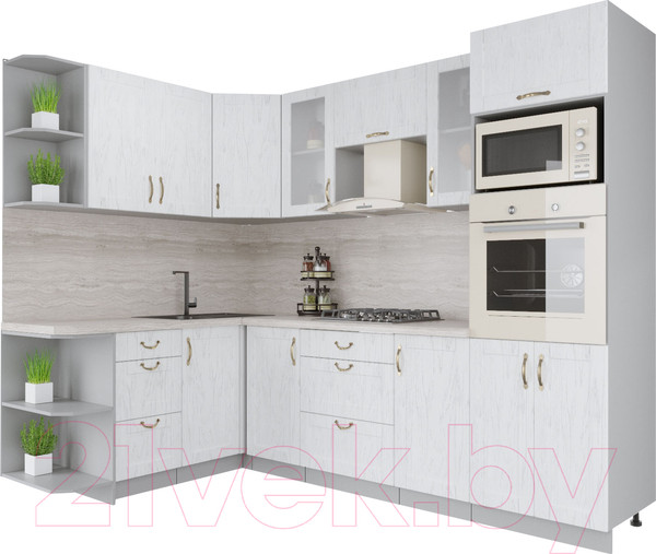 Изображение товара Кухонный гарнитур Интерлиния Мила Крафт 1.68x2.6 левая (дуб полярный)