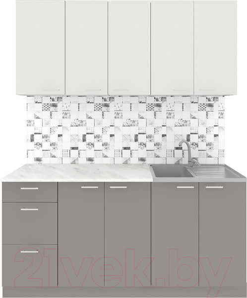 Изображение товара Кухонный гарнитур Агута Альфа 1.6/60 (глиняный серый/холодный серый/этория)