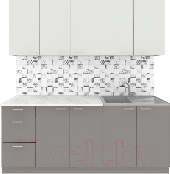 Изображение товара Кухонный гарнитур Агута Альфа 2.0 (глиняный серый/холодный серый/этория)