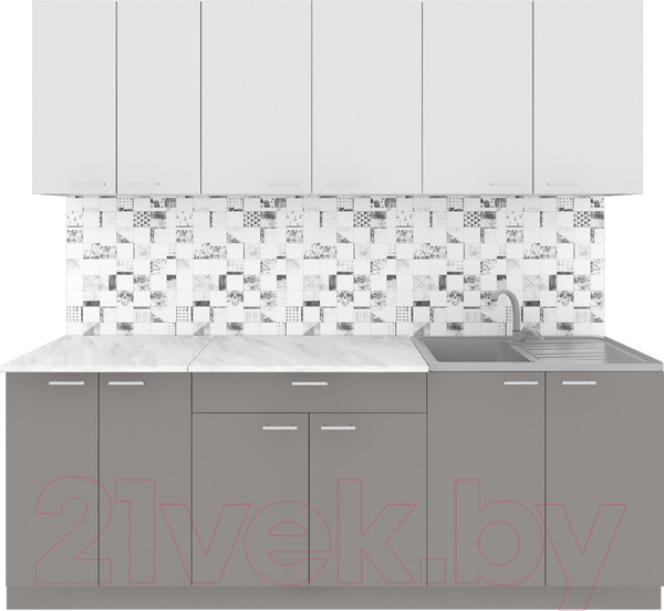 Изображение товара Кухонный гарнитур Агута Альфа 2.2 (глиняный серый/холодный серый/этория)