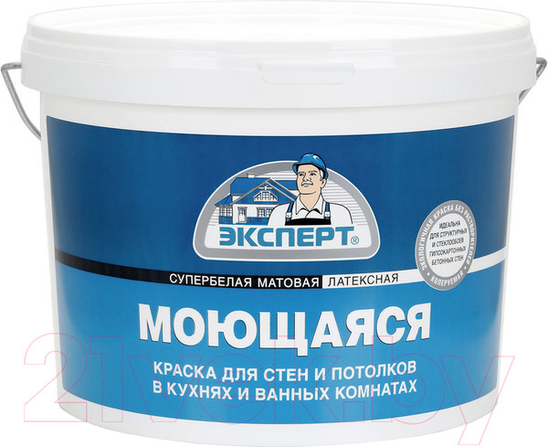 Изображение товара Краска Эксперт Моющаяся (14кг, супербелый)
