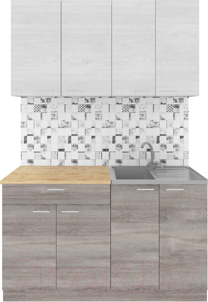 Изображение товара Кухонный гарнитур Агута Альфа 1.4 (дуб пепельный/скандинавское дерево/дуб бунратти)