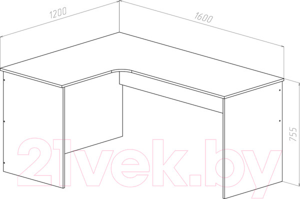 Изображение товара Письменный стол МДК СПУ-П угловой 1600x1200x755 (правый, дуб млечный)