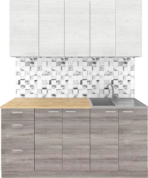 Изображение товара Кухонный гарнитур Агута Альфа 1.6/60 (дуб пепельный/скандинавское дерево/дуб бунратти)