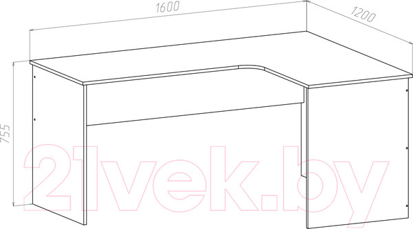 Изображение товара Письменный стол МДК СПУ-Л угловой 1600x1200x755 (левый, белый)