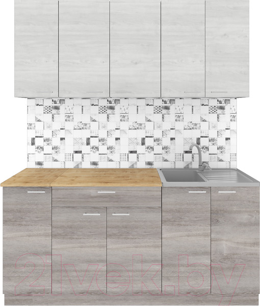 Изображение товара Кухонный гарнитур Агута Альфа 1.7 (дуб пепельный/скандинавское дерево/дуб бунратти)