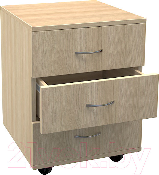 Изображение товара Тумба МДК ТБ3 выкатная с 3 ящиками 454x456x530 (дуб млечный)