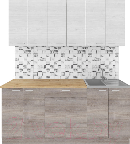 Изображение товара Кухонный гарнитур Агута Альфа 1.8/60 (дуб пепельный/скандинавское дерево/дуб бунратти)