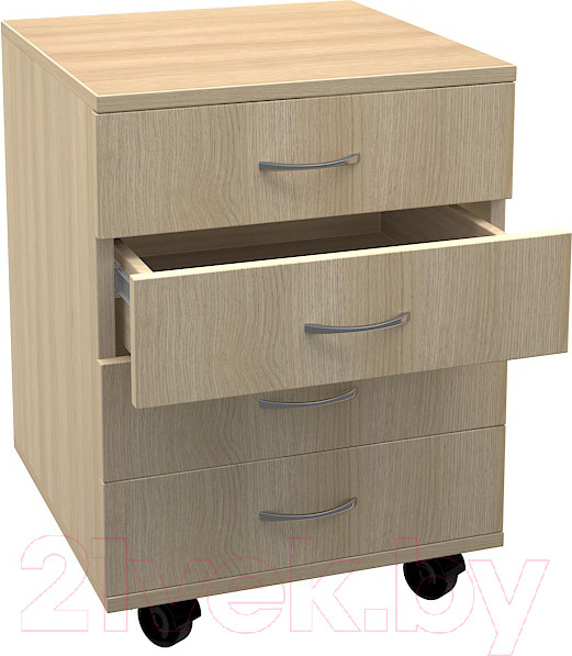 Изображение товара Тумба МДК ТБ4 выкатная с 4 ящиками 454x456x530 (дуб млечный)