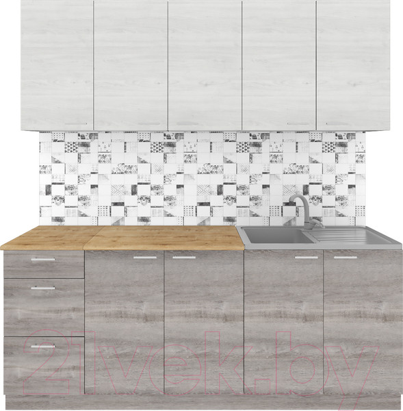 Изображение товара Кухонный гарнитур Агута Альфа 2.0 (дуб пепельный/скандинавское дерево/дуб бунратти)