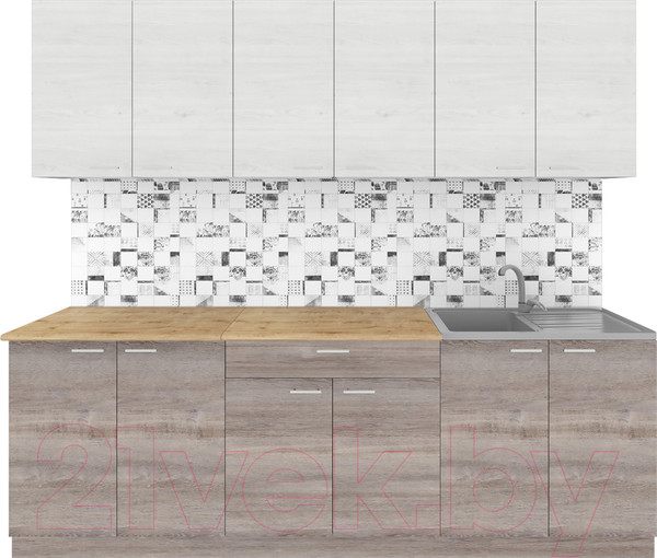 Изображение товара Кухонный гарнитур Агута Альфа 2.4 (дуб пепельный/скандинавское дерево/дуб бунратти)