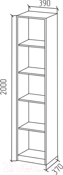 Изображение товара Стеллаж МДК СЛУ1 узкий открытый 390x370x2000 (интра)