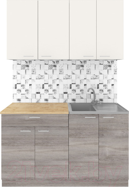 Изображение товара Кухонный гарнитур Агута Альфа 1.4 (дуб пепельный/сатин/дуб бунратти)