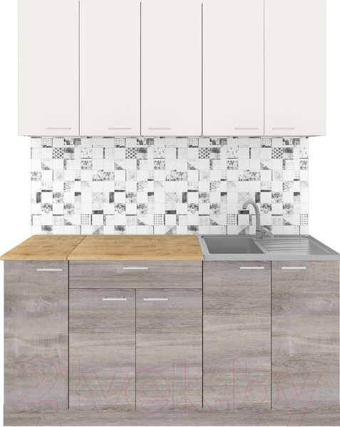 Изображение товара Кухонный гарнитур Агута Альфа 1.5 (дуб пепельный/сатин/дуб бунратти)