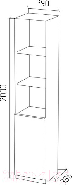 Изображение товара Стеллаж МДК СЛУ3 узкий закрытый 390x386x2000 (дуб вотан)