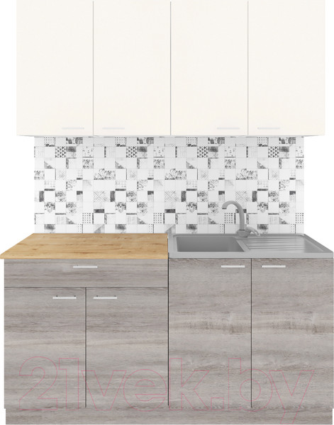 Изображение товара Кухонный гарнитур Агута Альфа 1.6 (дуб пепельный/сатин/дуб бунратти)