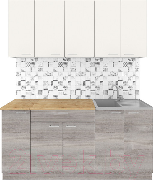 Изображение товара Кухонный гарнитур Агута Альфа 1.7 (дуб пепельный/сатин/дуб бунратти)