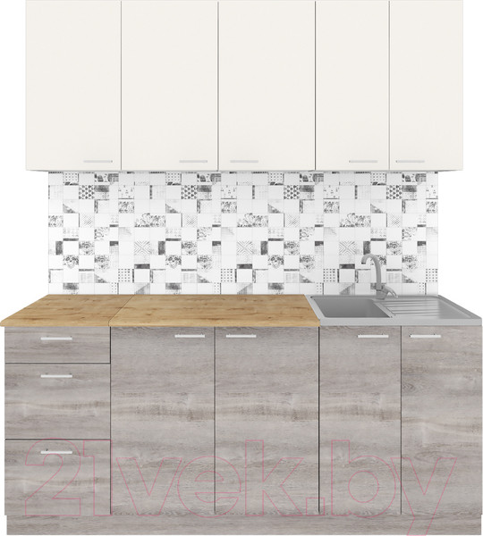 Изображение товара Кухонный гарнитур Агута Альфа 1.8 (дуб пепельный/сатин/дуб бунратти)