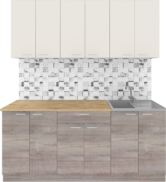 Изображение товара Кухонный гарнитур Агута Альфа 1.8/60 (дуб пепельный/сатин/дуб бунратти)