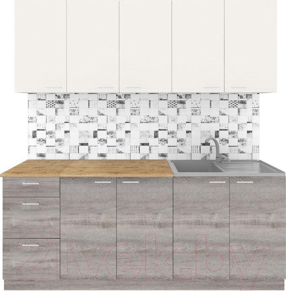 Изображение товара Кухонный гарнитур Агута Альфа 2.0 (дуб пепельный/сатин/дуб бунратти)