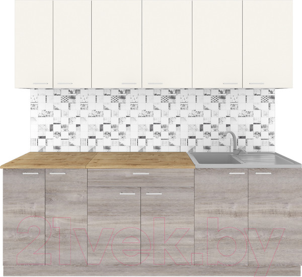 Изображение товара Кухонный гарнитур Агута Альфа 2.2 (дуб пепельный/сатин/дуб бунратти)