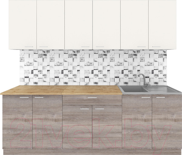 Изображение товара Кухонный гарнитур Агута Альфа 2.4 (дуб пепельный/сатин/дуб бунратти)