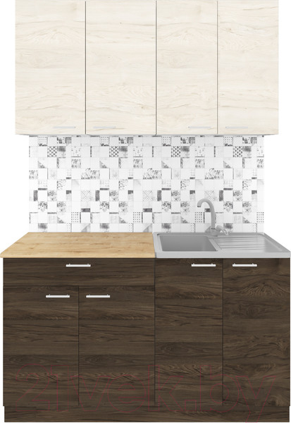 Изображение товара Кухонный гарнитур Агута Альфа 1.4 (дуб темный/дуб светлый/дуб бунратти)