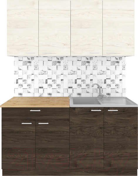 Изображение товара Кухонный гарнитур Агута Альфа 1.6 (дуб темный/дуб светлый/дуб бунратти)