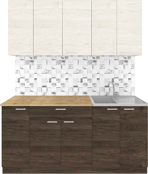 Изображение товара Кухонный гарнитур Агута Альфа 1.7 (дуб темный/дуб светлый/дуб бунратти)