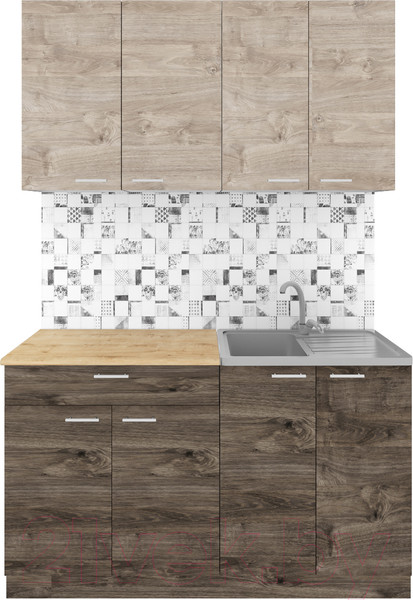 Изображение товара Кухонный гарнитур Агута Альфа 1.4 (дуб эспрессо/дуб винтажный/дуб бунратти)