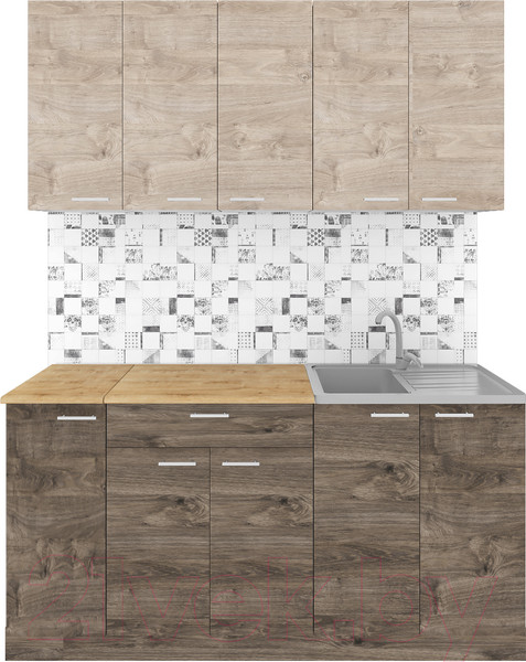 Изображение товара Кухонный гарнитур Агута Альфа 1.5 (дуб эспрессо/дуб винтажный/дуб бунратти)