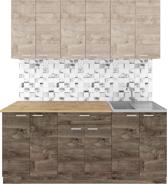 Изображение товара Кухонный гарнитур Агута Альфа 1.8/60 (дуб эспрессо/дуб винтажный/дуб бунратти)