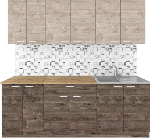 Изображение товара Кухонный гарнитур Агута Альфа 2.2 (дуб эспрессо/дуб винтажный/дуб бунратти)