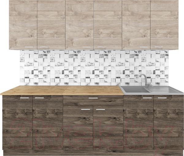 Изображение товара Кухонный гарнитур Агута Альфа 2.4 (дуб эспрессо/дуб винтажный/дуб бунратти)