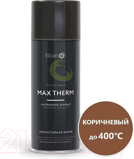 Изображение товара Эмаль Elcon Термостойкая до 400C (520мл, коричневый)