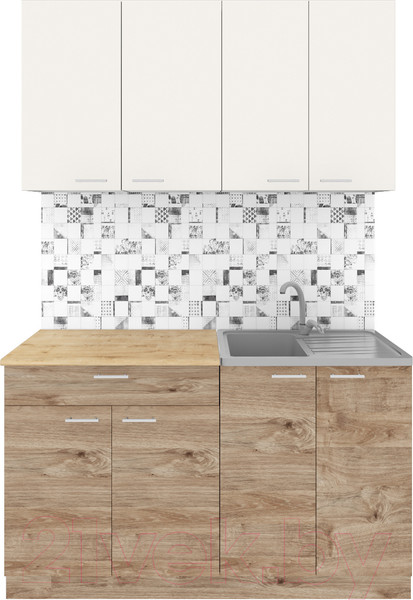 Изображение товара Кухонный гарнитур Агута Альфа 1.4 (дуб золотой/сатин/дуб бунратти)