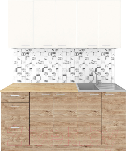 Изображение товара Кухонный гарнитур Агута Альфа 1.6/60 (дуб золотой/сатин/дуб бунратти)