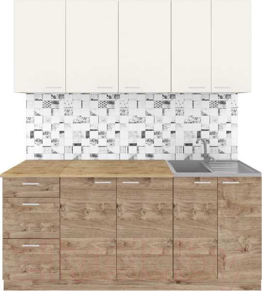 Изображение товара Кухонный гарнитур Агута Альфа 1.8 (дуб золотой/сатин/дуб бунратти)