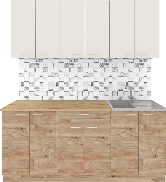 Изображение товара Кухонный гарнитур Агута Альфа 1.8/60 (дуб золотой/сатин/дуб бунратти)