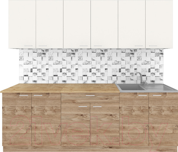 Изображение товара Кухонный гарнитур Агута Альфа 2.4 (дуб золотой/сатин/дуб бунратти)