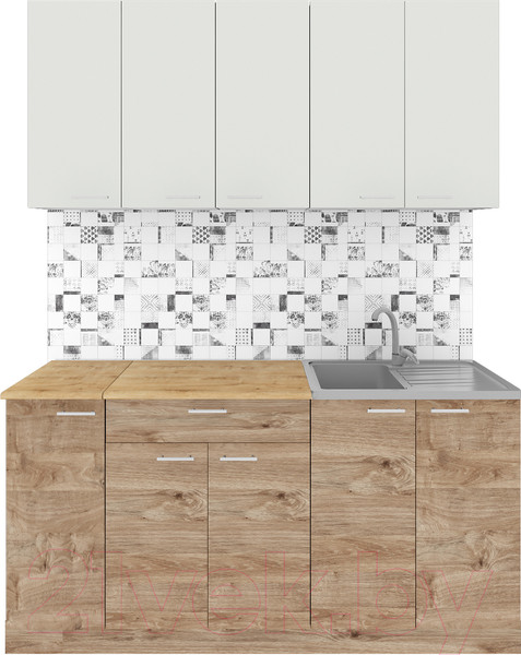 Изображение товара Кухонный гарнитур Агута Альфа 1.5 (дуб золотой/холодный серый/дуб бунратти)