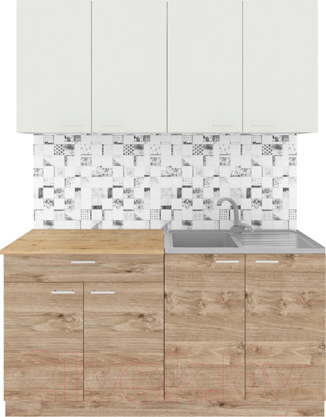 Изображение товара Кухонный гарнитур Агута Альфа 1.6 (дуб золотой/холодный серый/дуб бунратти)