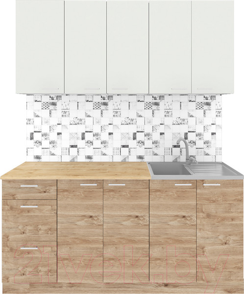 Изображение товара Кухонный гарнитур Агута Альфа 1.6/60 (дуб золотой/холодный серый/дуб бунратти)