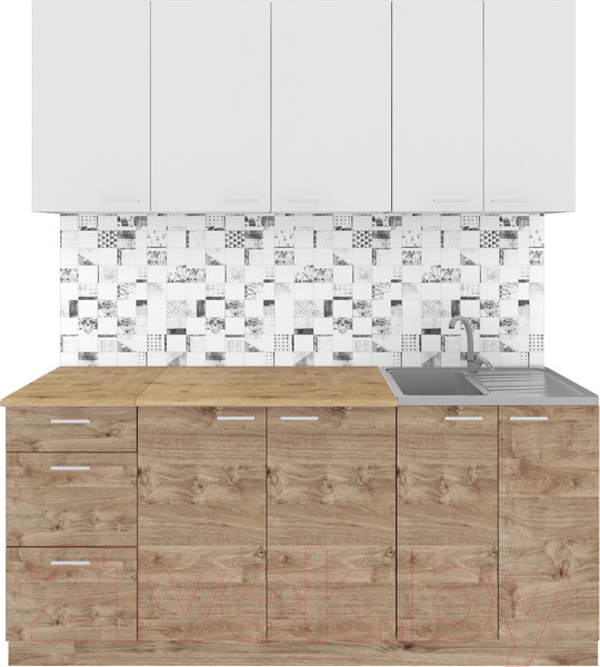 Изображение товара Кухонный гарнитур Агута Альфа 1.8 (дуб золотой/холодный серый/дуб бунратти)