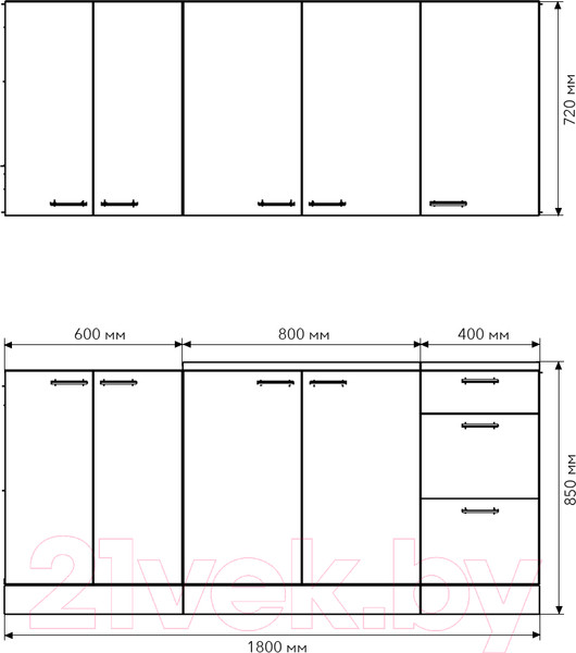 Изображение товара Кухонный гарнитур Агута Альфа 1.8 (дуб золотой/холодный серый/дуб бунратти)