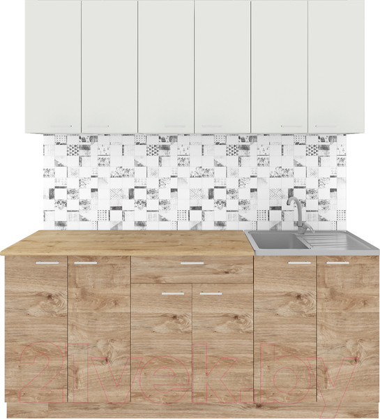 Изображение товара Кухонный гарнитур Агута Альфа 1.8/60 (дуб золотой/холодный серый/дуб бунратти)