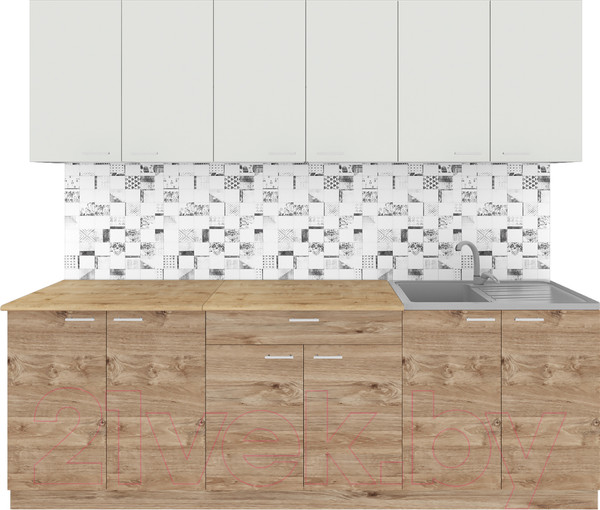 Изображение товара Кухонный гарнитур Агута Альфа 2.4 (дуб золотой/холодный серый/дуб бунратти)