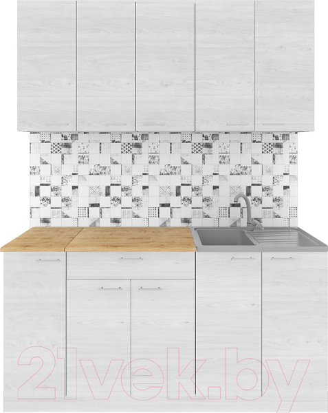 Изображение товара Кухонный гарнитур Агута Альфа 1.5 (скандинавское дерево/скандинавское дерево/дуб бунратти)