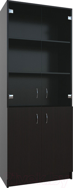 Изображение товара Стеллаж МДК СЛШ5 широкий с 2 дверьми и стеклом 780x386x2000 (венге)